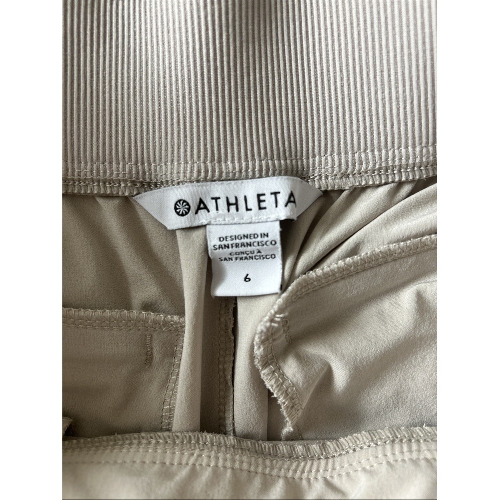 Athleta Brooklyn Ankle Pants Womens 6 Beige Zip Pockets Elastic Waist NWOT - Picture 8 of 11